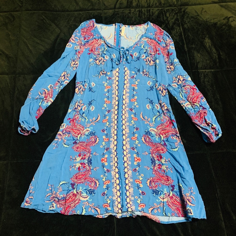 Long sleeve blue dress